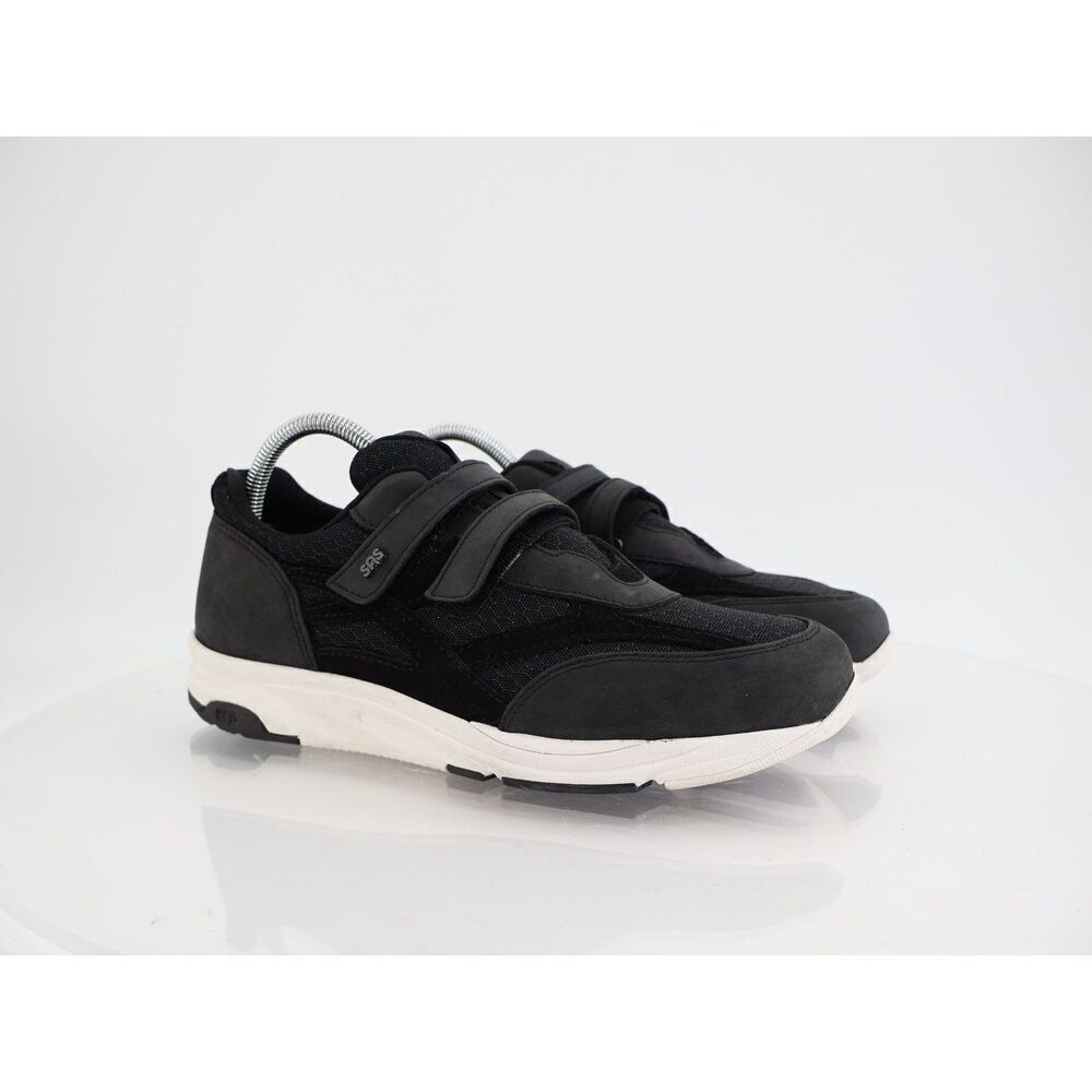 SAS TMV Walking Shoe Womens 9.5 Black Leather Double Strap Shoes Sneakers